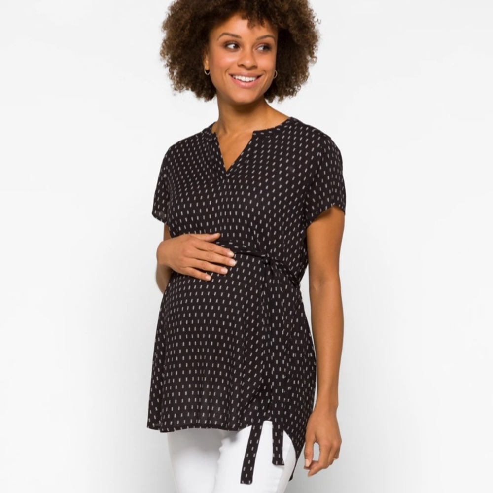 Full Moon stitch fix Segura short sleeve tie waist maternity shirt size XL
